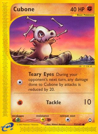 Cubone 72/147 - Aquapolis Reverse Holofoil