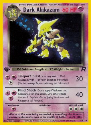 Dark Alakazam 001/082 - Team Rocket 1st Edition Holofoil - Holo Rare