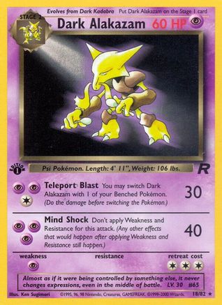 Dark Alakazam 018/082 - Team Rocket 1st Edition - Rare