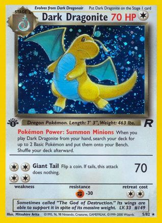 Dark Dragonite (5) 005/82 - Team Rocket 1st Edition Holofoil - Holo Rare