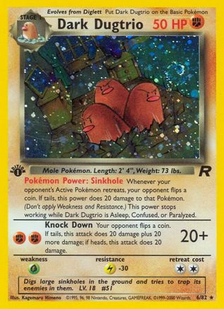 Dark Dugtrio 006/082 - Team Rocket 1st Edition Holofoil - Holo Rare