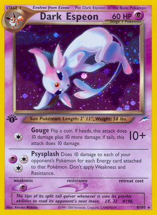 Dark Espeon 004/105 - Neo Destiny 1st Edition Holofoil - Holo Rare