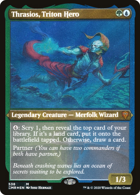 Thrasios, Triton Hero (CMR-538) - Commander Legends Etched Foil