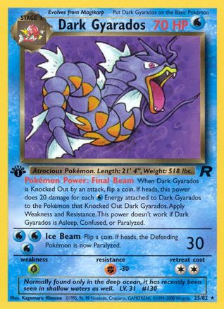 Dark Gyarados 025/082 - Team Rocket 1st Edition - Rare