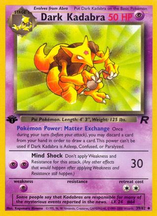 Dark Kadabra 039/082 - Team Rocket 1st Edition - Uncommon