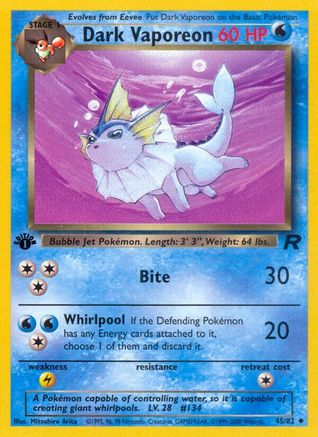 Dark Vaporeon 045/082 - Team Rocket 1st Edition - Uncommon