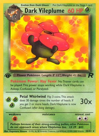 Dark Vileplume (30/82) - Team Rocket 1st Edition - Rare