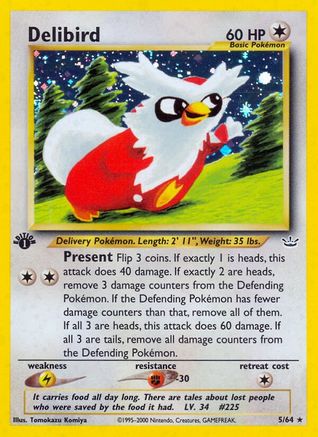 Delibird 5/64 - Neo Revelation 1st Edition Holofoil