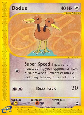 Doduo 073/147 - Aquapolis Reverse Holofoil - Common