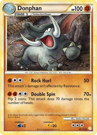 Donphan 40/123 - HeartGold & SoulSilver Reverse Holofoil