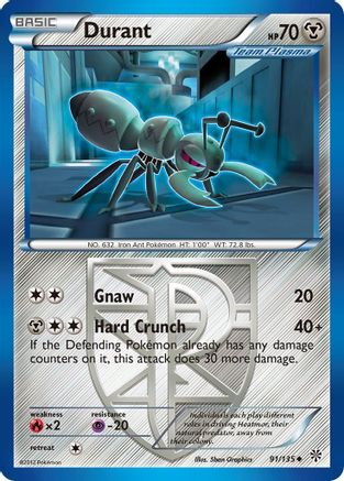 Durant (Team Plasma) (91) 091/135 - Plasma Storm Reverse Holofoil - Uncommon