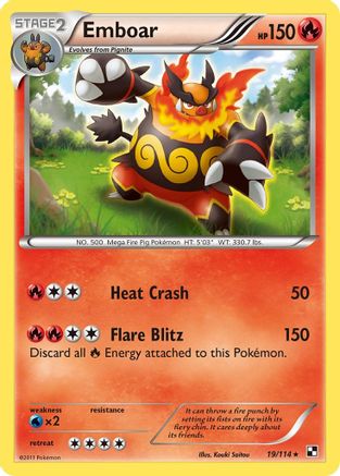 Emboar (19) 019/114 - Black and White Holofoil - Holo Rare