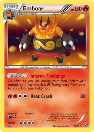 Emboar (20) 020/114 - Black and White Reverse Holofoil - Holo Rare