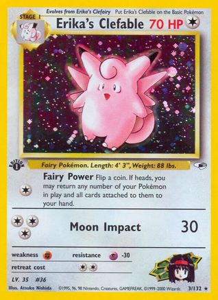 Erika's Clefable 3/132 - Gym Heroes 1st Edition Holofoil