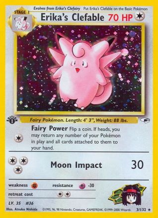 Erika's Clefable 003/132 - Gym Heroes 1st Edition Holofoil - Holo Rare