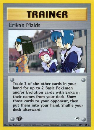 Erika's Maids 109/132 - Gym Heroes 1st Edition - Uncommon