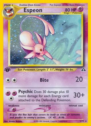 Espeon 001/075 - Neo Discovery 1st Edition Holofoil - Holo Rare
