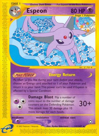 Espeon 011 - Aquapolis Reverse Holofoil - Rare