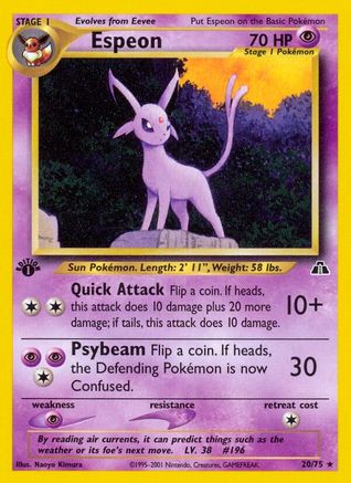 Espeon 020/075 - Neo Discovery 1st Edition - Rare