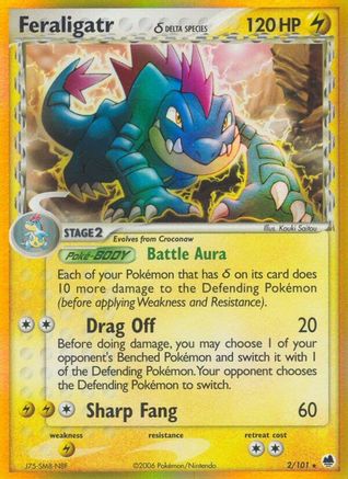 Feraligatr (Delta Species) 002/101 - Dragon Frontiers Reverse Holofoil - Holo Rare