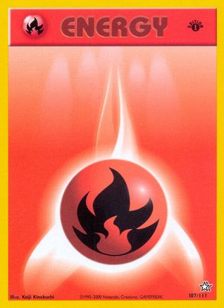 Fire Energy 107/111 - Neo Genesis 1st Edition - Common