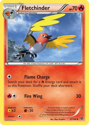 Fletchinder 027 - XY Base Set Reverse Holofoil - Uncommon