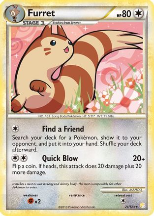 Furret 21/123 - HeartGold & SoulSilver Reverse Holofoil