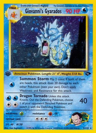 Giovanni's Gyarados 005/132 - Gym Challenge 1st Edition Holofoil - Holo Rare