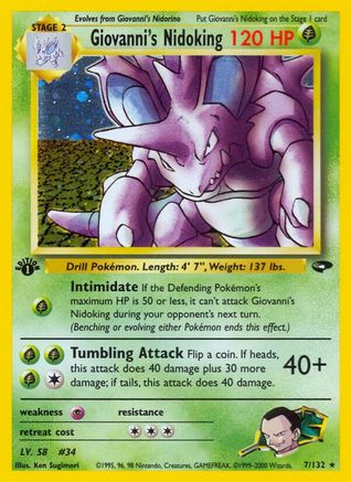 Giovanni's Nidoking 7/132 - Gym Challenge 1st Edition Holofoil