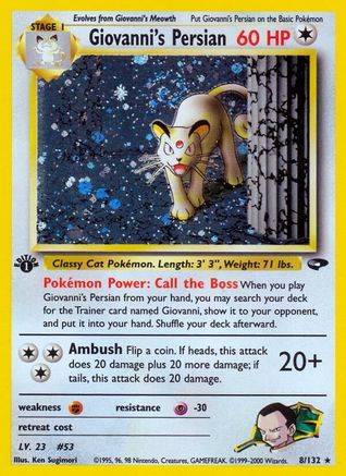 Giovanni's Persian 008/132 - Gym Challenge 1st Edition Holofoil - Holo Rare