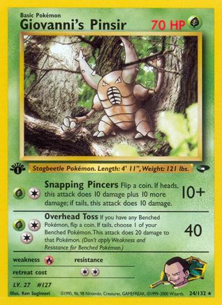 Giovanni's Pinsir 024/132 - Gym Challenge 1st Edition - Rare