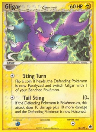 Gligar (Delta Species) 016/101 - Dragon Frontiers Reverse Holofoil - Rare