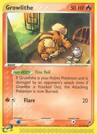 Growlithe 065/100 - Sandstorm Reverse Holofoil - Common
