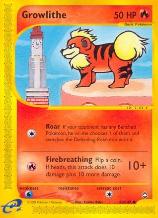 Growlithe 80/147 - Aquapolis Reverse Holofoil