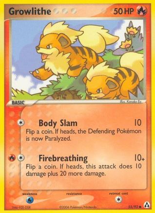 Growlithe 055/92 - Legend Maker Reverse Holofoil - Common