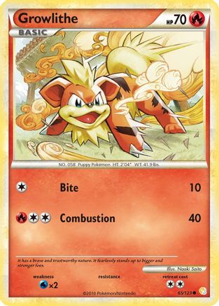 Growlithe 065/123 - HeartGold SoulSilver Reverse Holofoil - Common