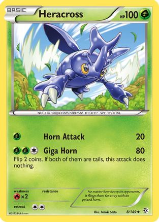 Heracross - 008/149 - Boundaries Crossed Reverse Holofoil