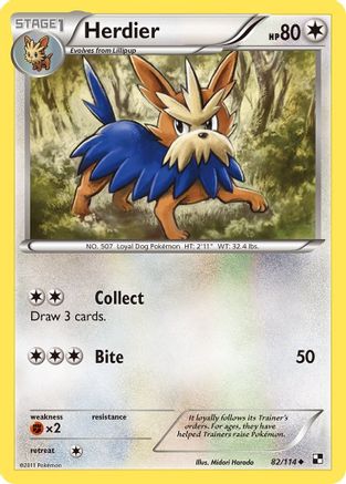 Herdier 082 - Black and White Reverse Holofoil - Uncommon