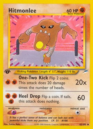 Hitmonlee 042/105 - Neo Destiny 1st Edition - Uncommon