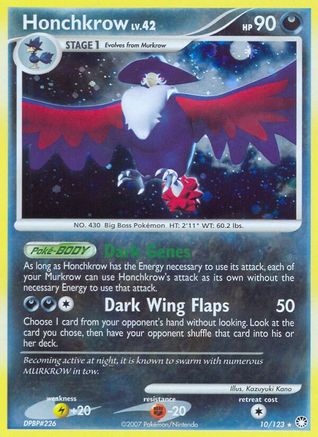 Honchkrow (10/123) - Mysterious Treasures Holofoil - Holo Rare