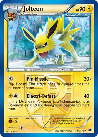 Jolteon (Team Plasma) (34/116) - Plasma Freeze Reverse Holofoil - Uncommon