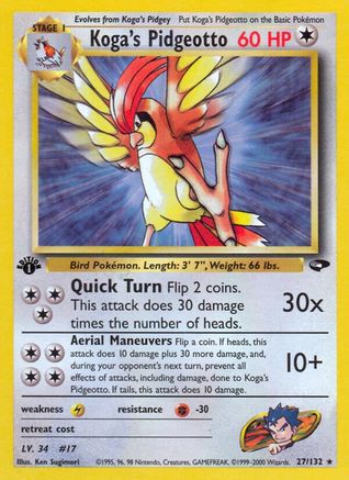 Koga's Pidgeotto 027/132 - Gym Challenge 1st Edition - Rare