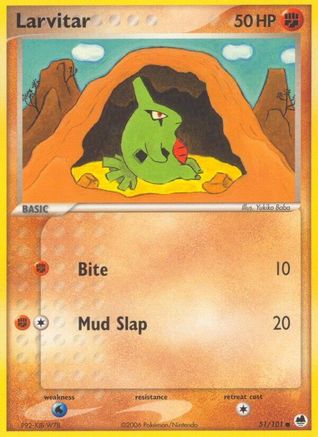 Larvitar 051/101 - Dragon Frontiers Reverse Holofoil - Common