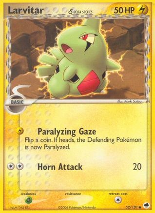 Larvitar (Delta Species) 052/101 - Dragon Frontiers Reverse Holofoil - Common