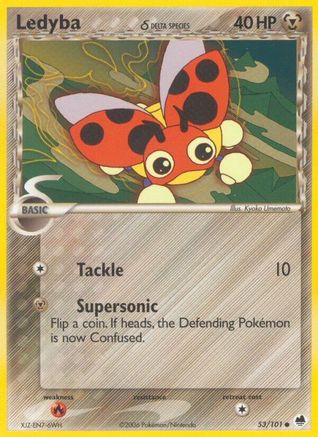Ledyba (Delta Species) 053/101 - Dragon Frontiers Reverse Holofoil - Common