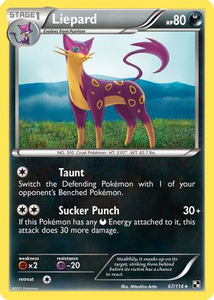 Liepard 067 - Black and White Reverse Holofoil - Rare