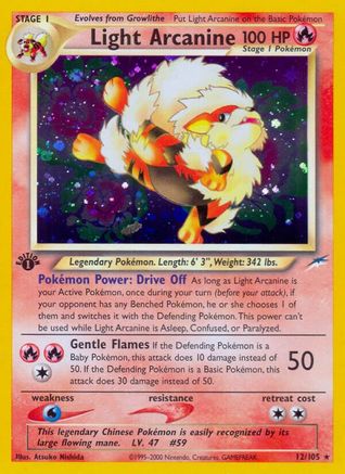Light Arcanine 012/105 - Neo Destiny 1st Edition Holofoil - Holo Rare