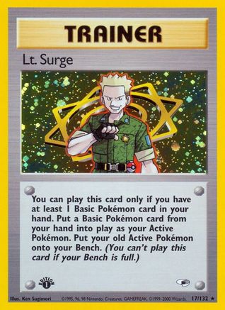 Lt. Surge 017/132 - Gym Heroes 1st Edition Holofoil - Holo Rare
