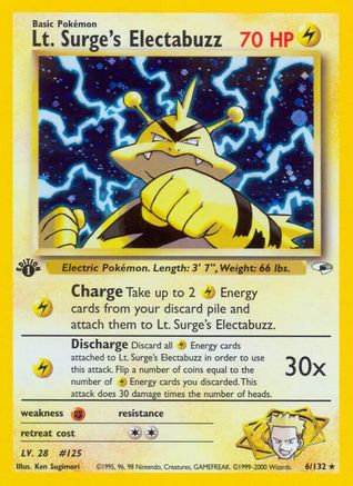Lt. Surge's Electabuzz 006/132 - Gym Heroes 1st Edition Holofoil - Holo Rare