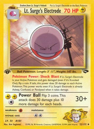 Lt. Surge's Electrode 052/132 - Gym Challenge 1st Edition - Uncommon